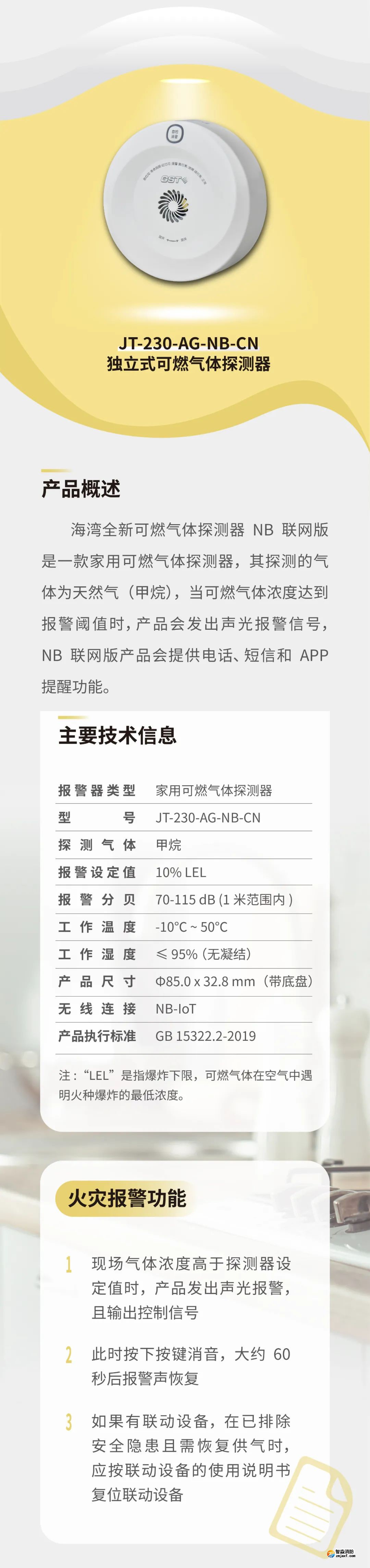 海湾开云(中国)GST全新一代NB独立式烟感气感探测器参数
