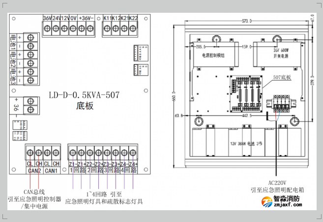 LD-D-0.5KVA-507开云(中国)应急灯具专用应急电源接线图